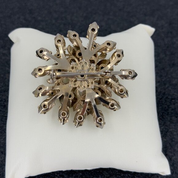 Vtg Gold Tone Yellow Black Aurora Borealis Brooch Pin Sedge UV Reactive Uranium - Picture 5 of 14